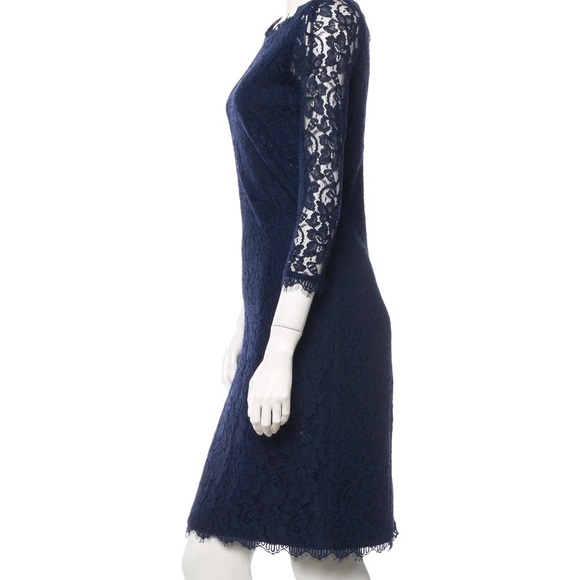 Navy Diane von Furstenberg DVF lace dress Zarita size 8 - Picture 2 of 8